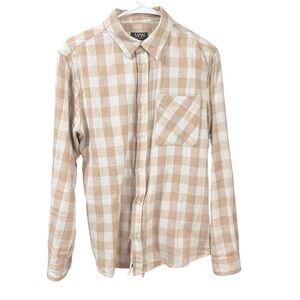boohooMAN White/Tan Flannel Small